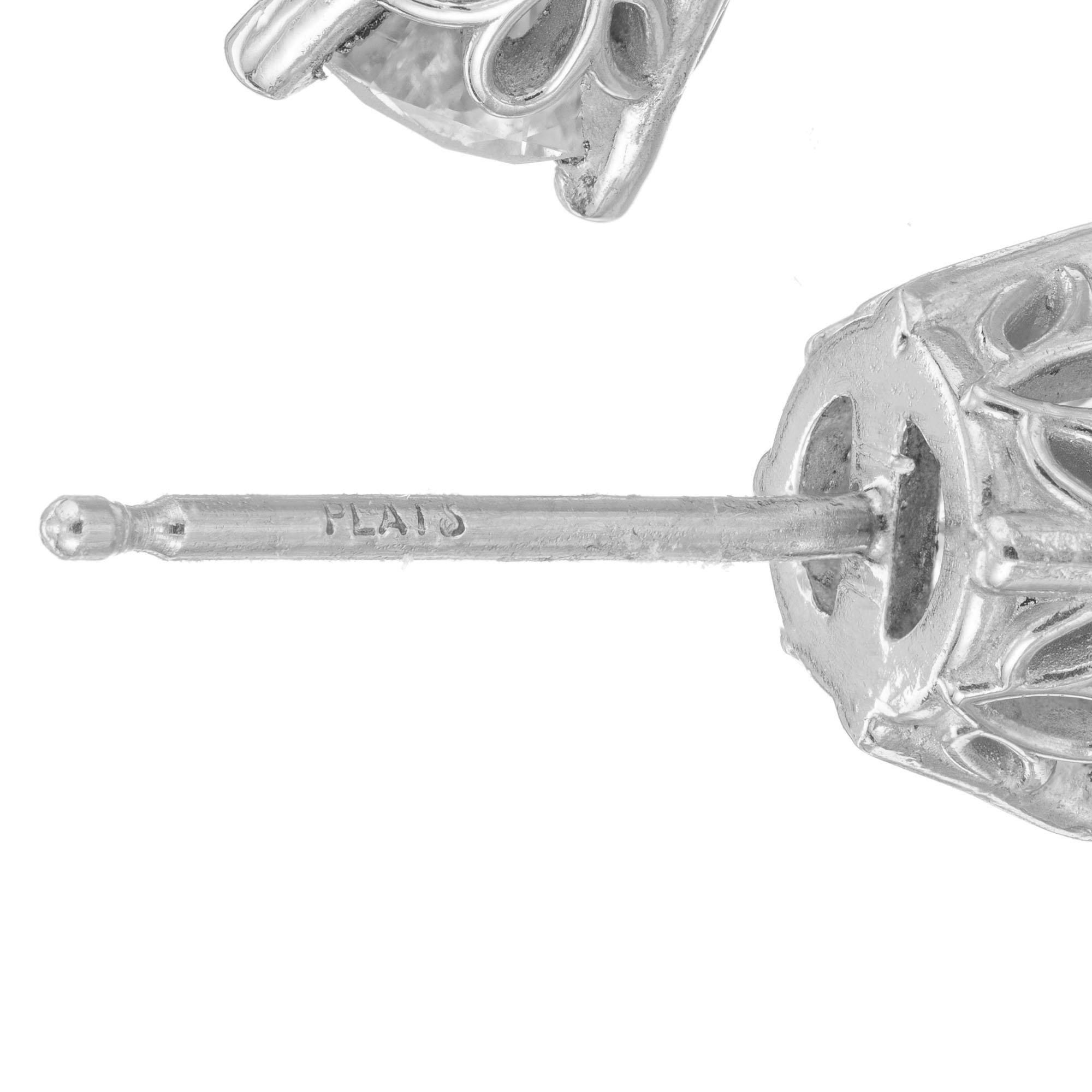 Peter Suchy 1.52 Carat Round Diamond Platinum Stud Earrings For Sale 4