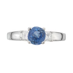 Peter Suchy 1.52 Carat Sapphire Diamond Platinum Three-Stone Engagement Ring