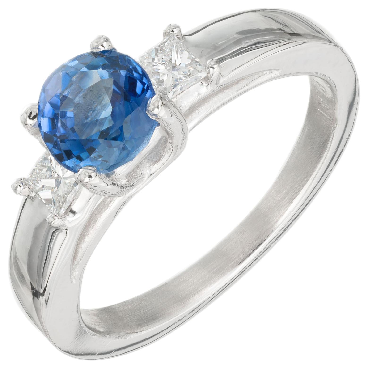 Peter Suchy 1.52 Carat Sapphire Diamond Platinum Three-Stone Engagement Ring