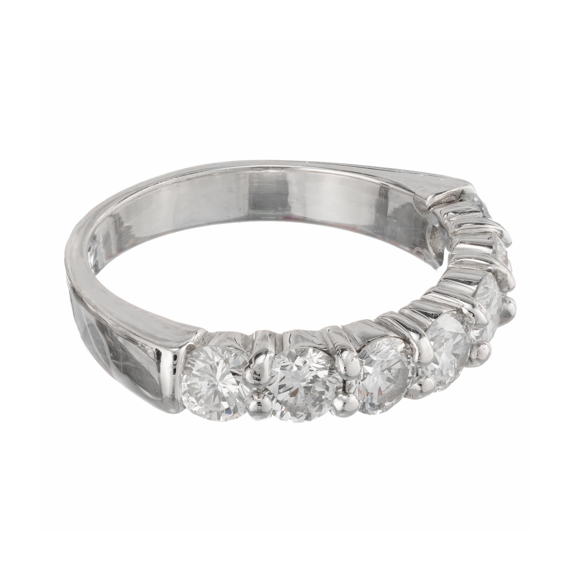 Round Cut Peter Suchy 1.53 Carat Seven Diamond Platinum Wedding Band Ring For Sale