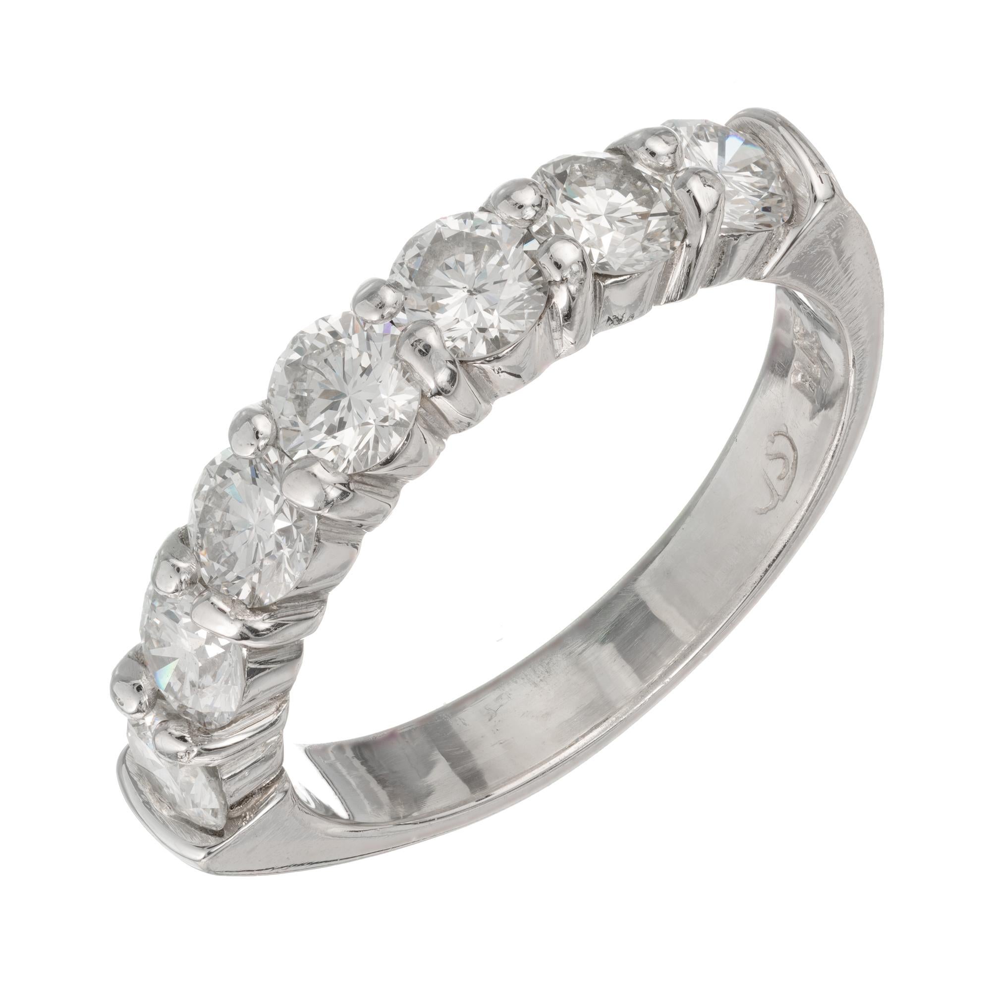 Peter Suchy 1.53 Carat Seven Diamond Platinum Wedding Band Ring For Sale