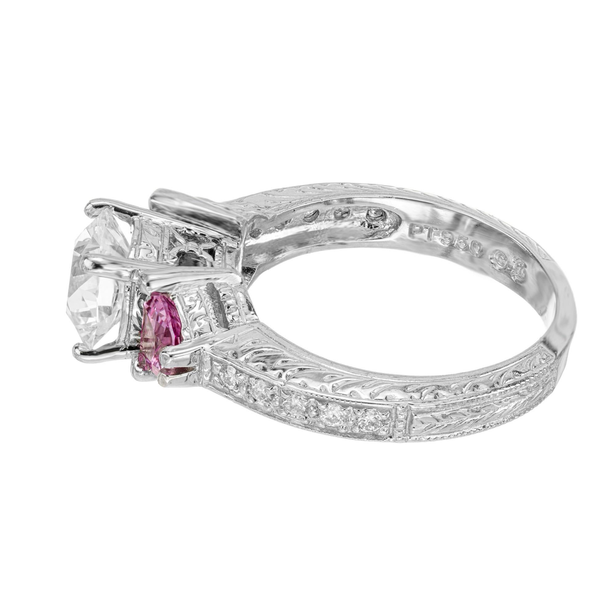 Verlobungsring aus Platin mit 1,55 Karat Diamant und rosa Saphir von Peter Suchy Damen im Angebot