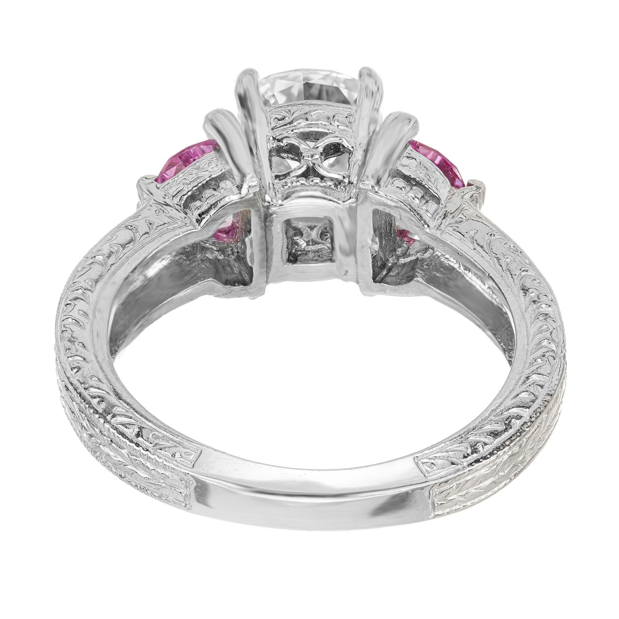 Verlobungsring aus Platin mit 1,55 Karat Diamant und rosa Saphir von Peter Suchy im Angebot 1