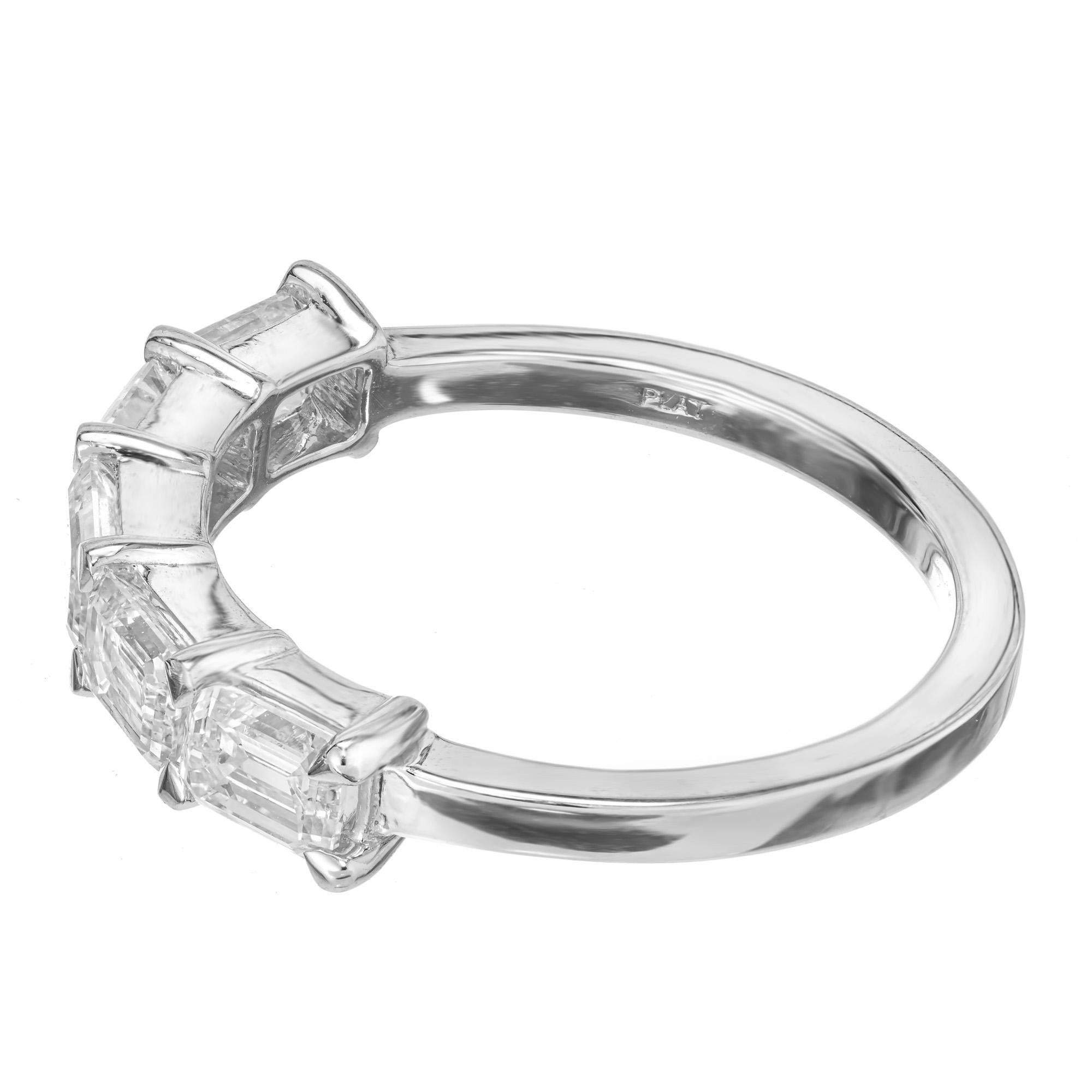 Women's Peter Suchy 1.55 Carat Emerald Cut Diamond Platinum Wedding Band Ring For Sale