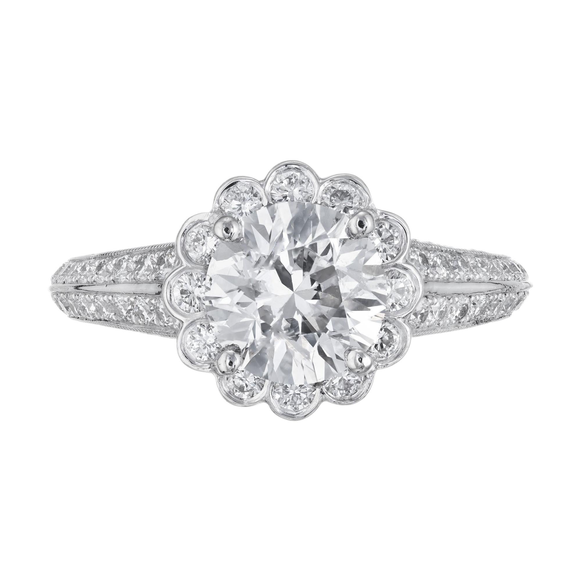 Peter Suchy 1.55 Carat Halo Diamond Platinum Engagement Ring