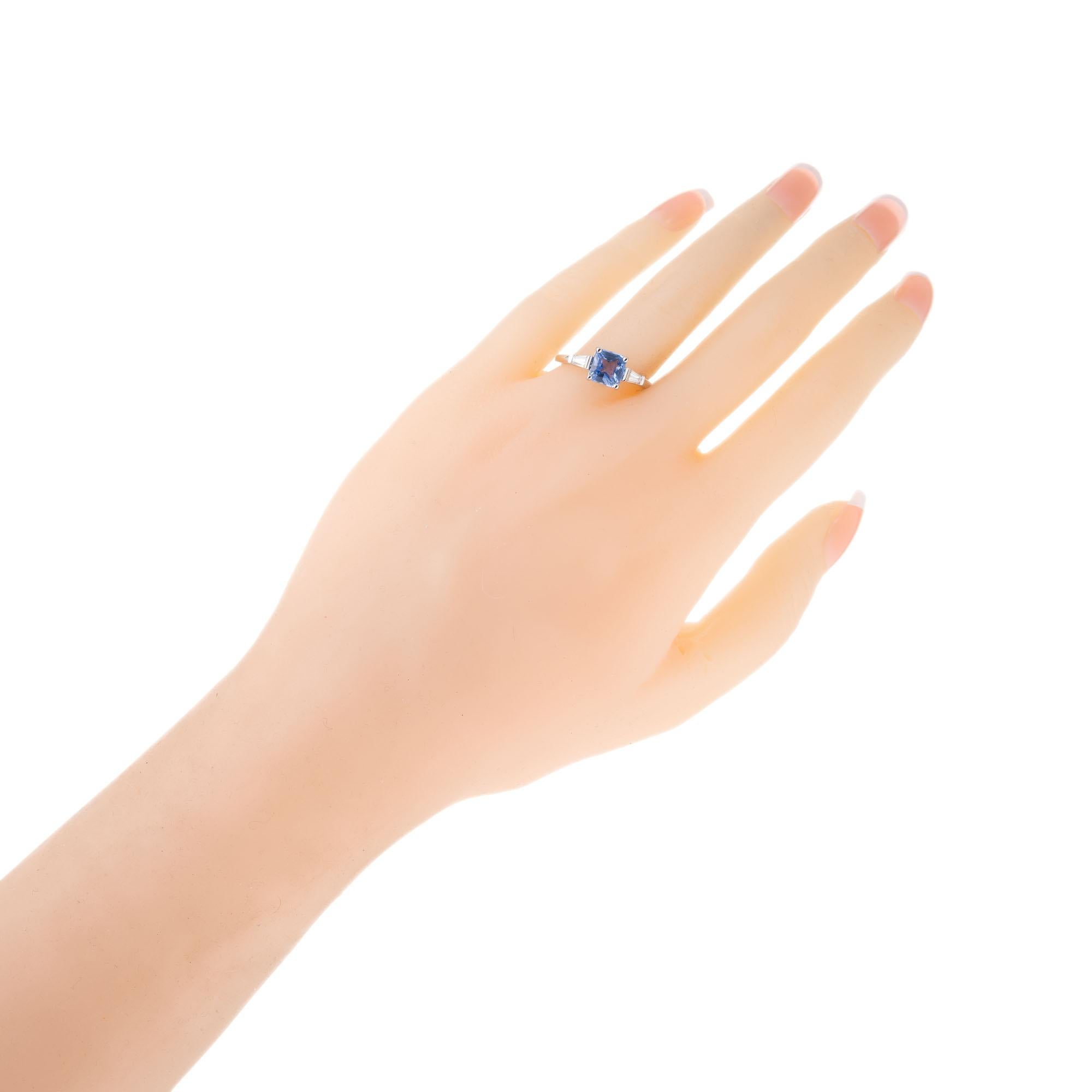 Women's Peter Suchy 1.55 Carat Sapphire Diamond Platinum Three-Stone Engagement Ring