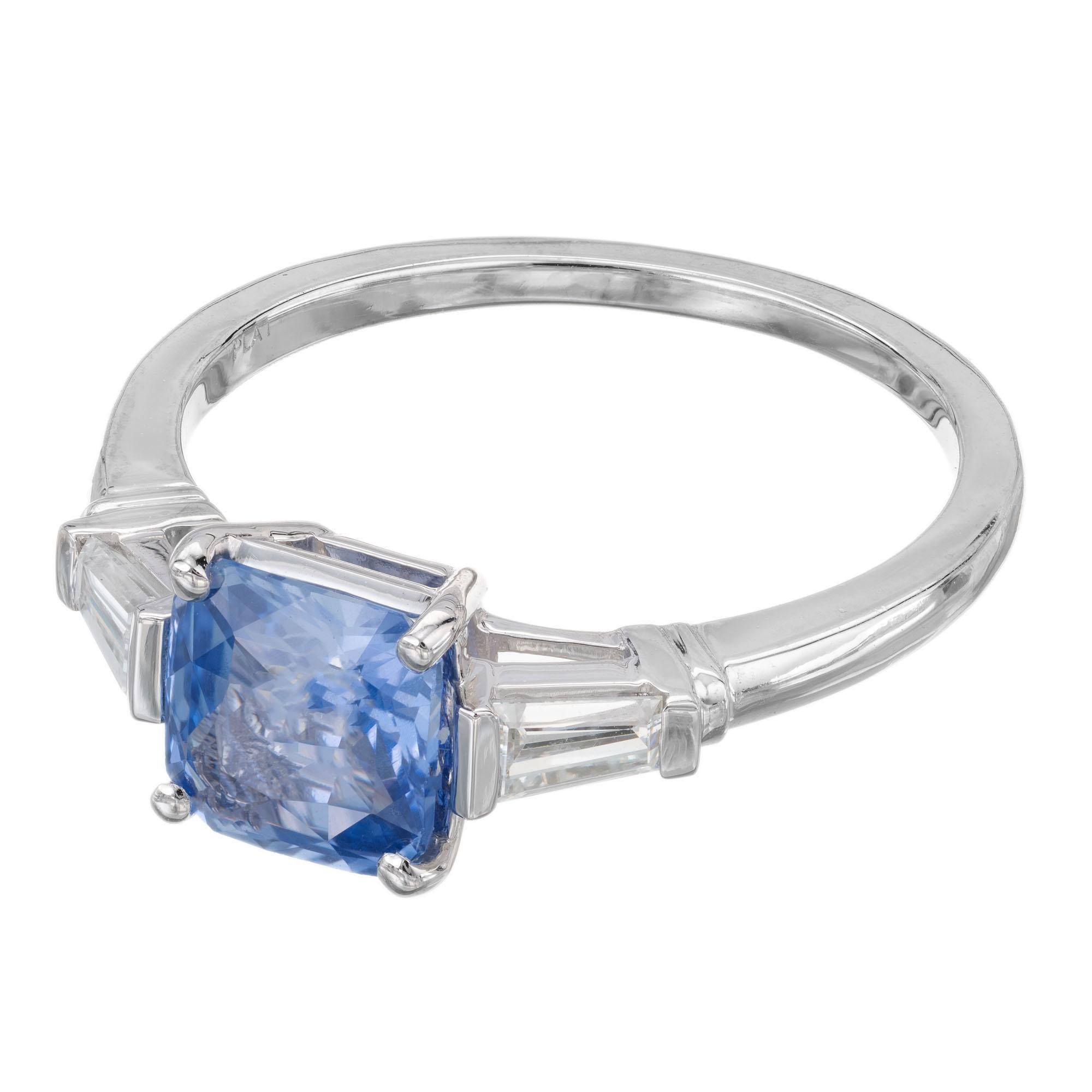 Peter Suchy 1.55 Carat Sapphire Diamond Platinum Three-Stone Engagement Ring 1
