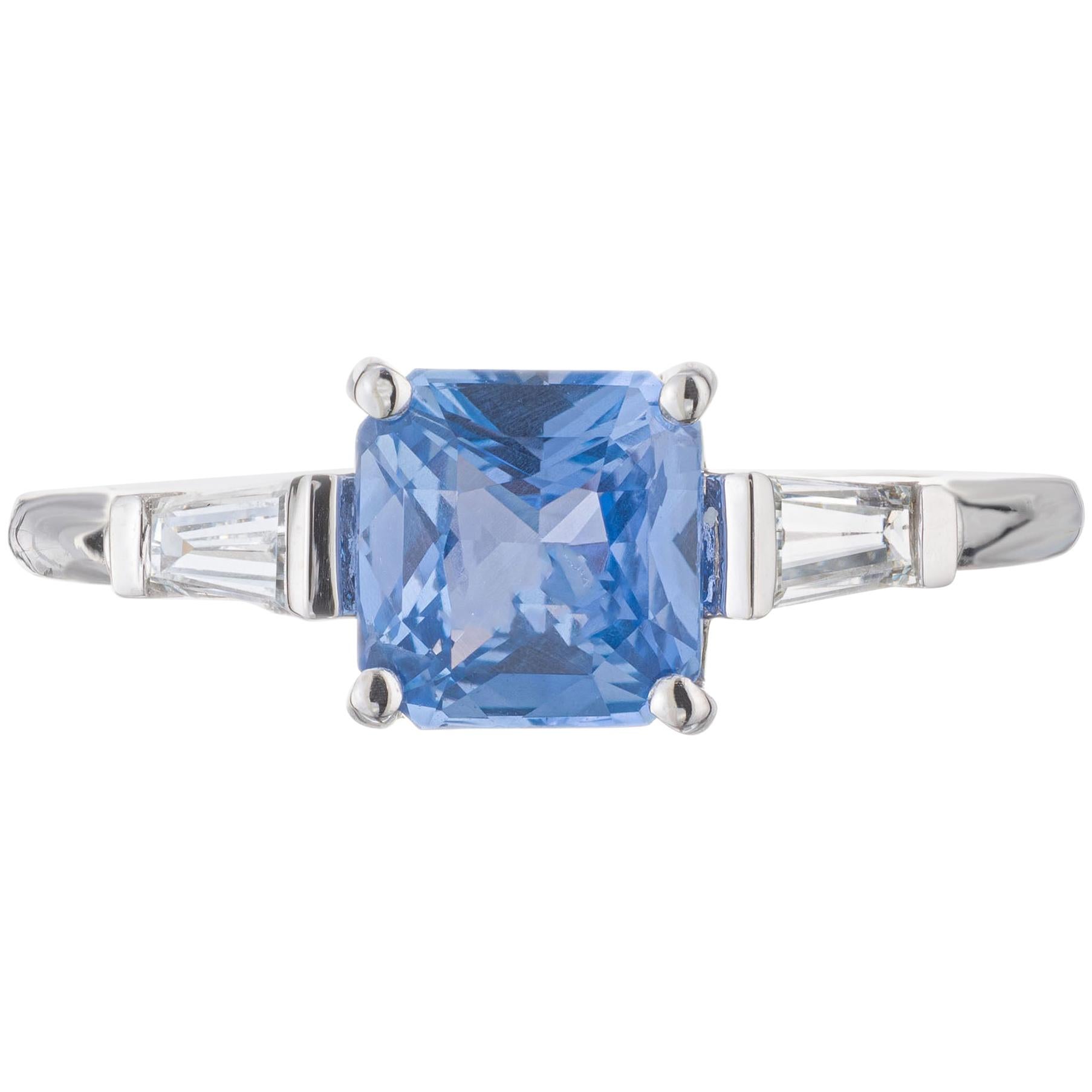 Peter Suchy 1.55 Carat Sapphire Diamond Platinum Three-Stone Engagement Ring