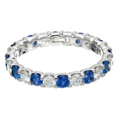 Peter Suchy 1.59 Carat Blue Sapphire Diamond Platinum Eternity Band Ring
