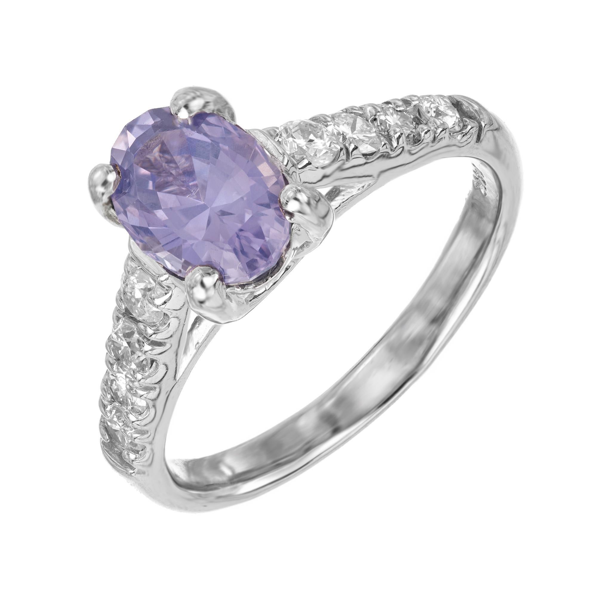 Peter Suchy 1.60 Carat Blue Violet Sapphire Diamond Platinum Engagement Ring In Excellent Condition For Sale In Stamford, CT