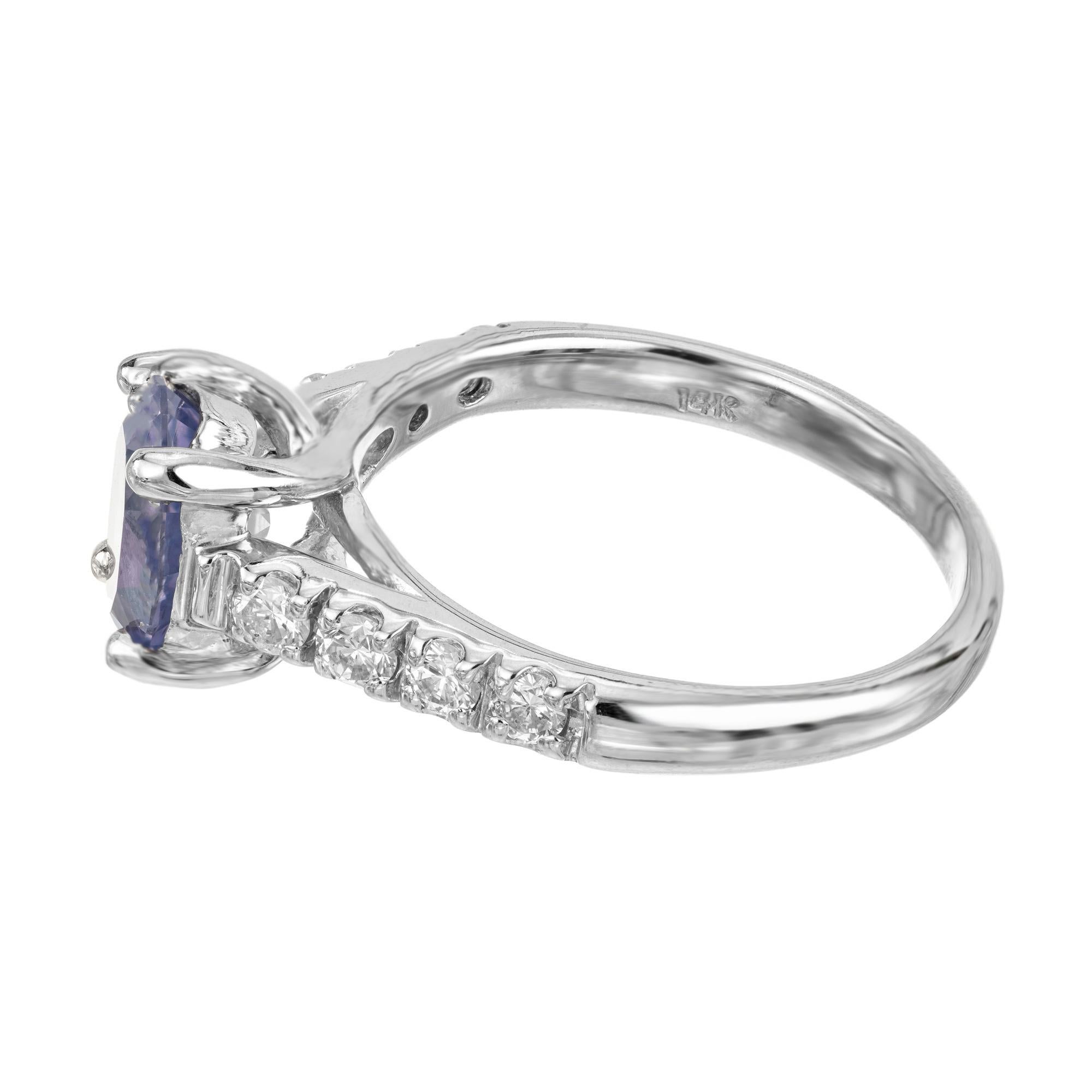 Women's Peter Suchy 1.60 Carat Blue Violet Sapphire Diamond Platinum Engagement Ring For Sale