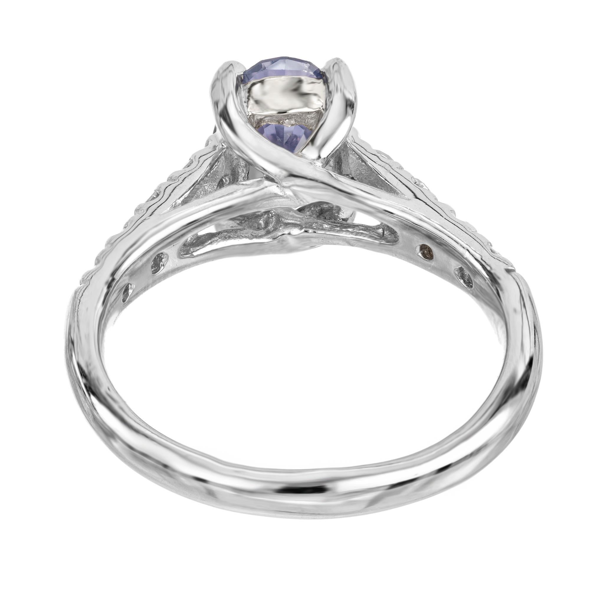 Peter Suchy 1.60 Carat Blue Violet Sapphire Diamond Platinum Engagement Ring For Sale 1