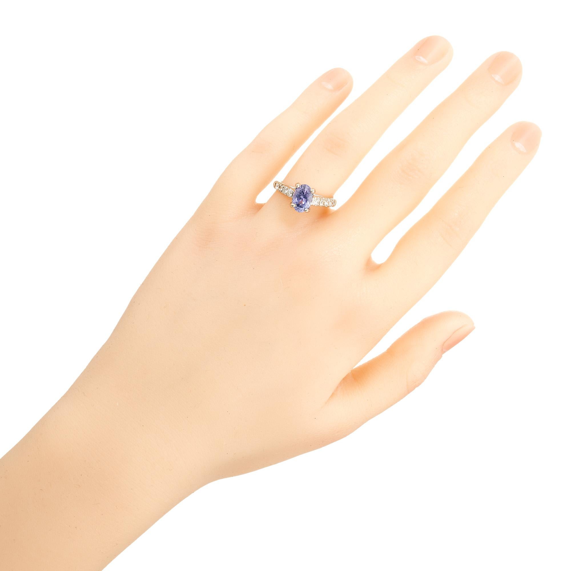 Peter Suchy 1.60 Carat Blue Violet Sapphire Diamond Platinum Engagement Ring For Sale 3
