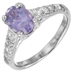 Peter Suchy 1.60 Carat Blue Violet Sapphire Diamond Platinum Engagement Ring
