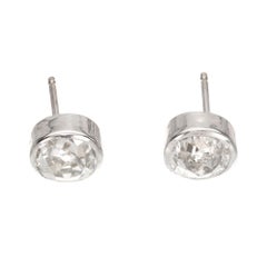 Peter Suchy 1.63 Carat Diamond Bezel Platinum Stud Earrings