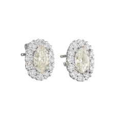 Peter Suchy 1.65 Carat Marquise Round Diamond Halo White Gold Earrings