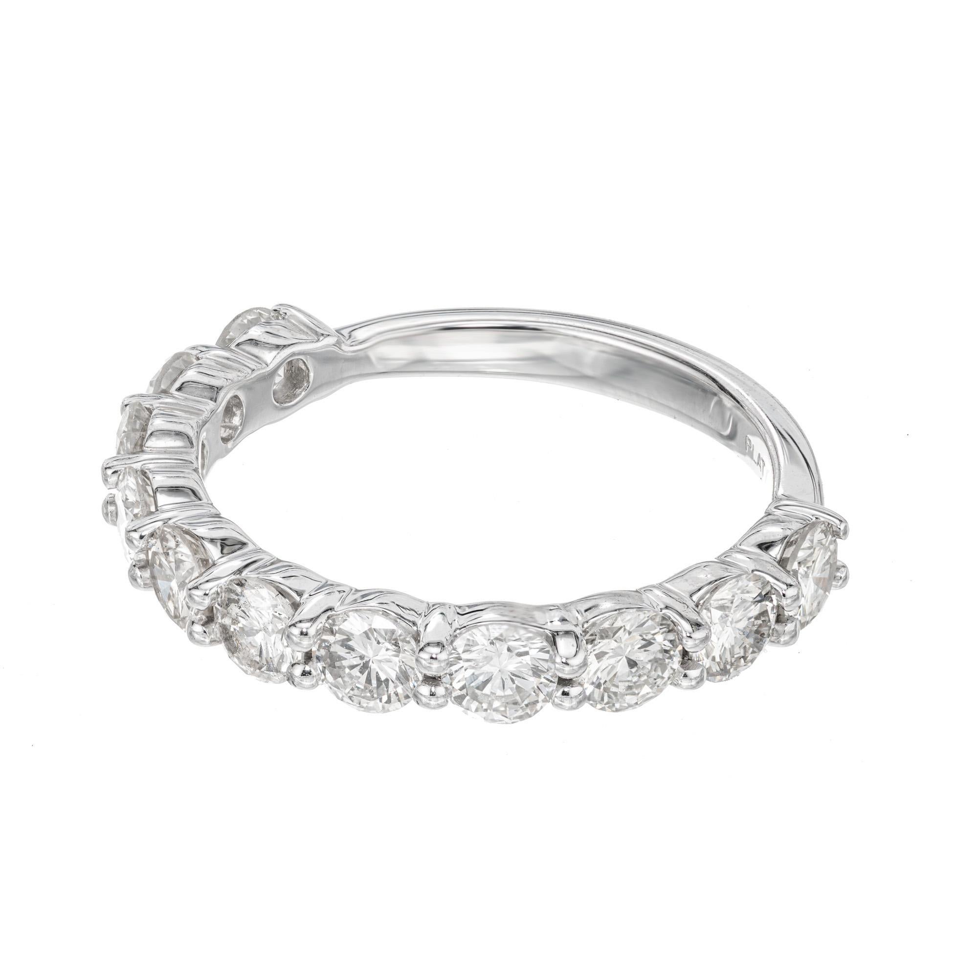 Round Cut Peter Suchy 1.67 Carat Round Diamond Platinum Wedding Band Ring For Sale