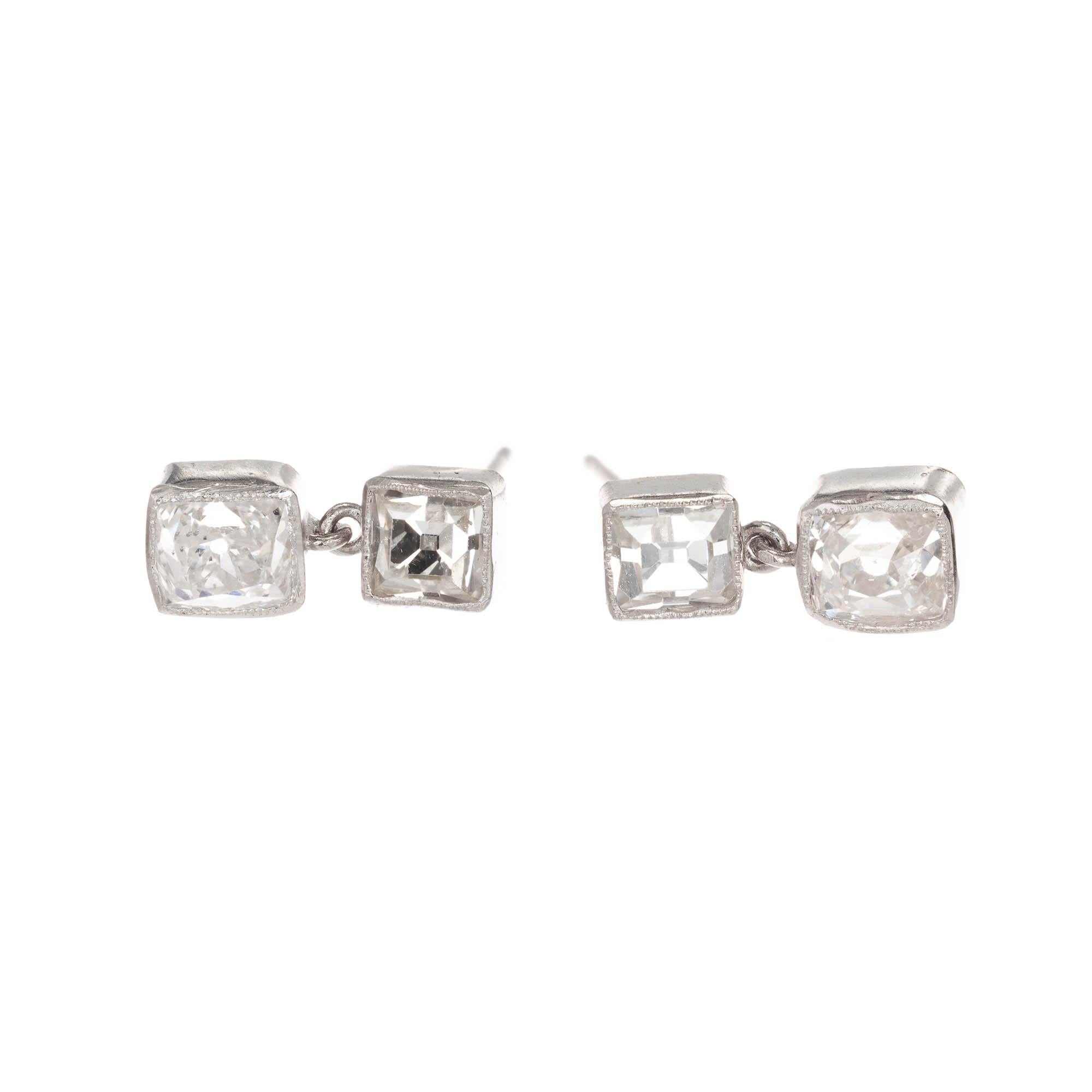 Peter Suchy 1.69 Carat Diamond Dangle Platinum Earrings 1