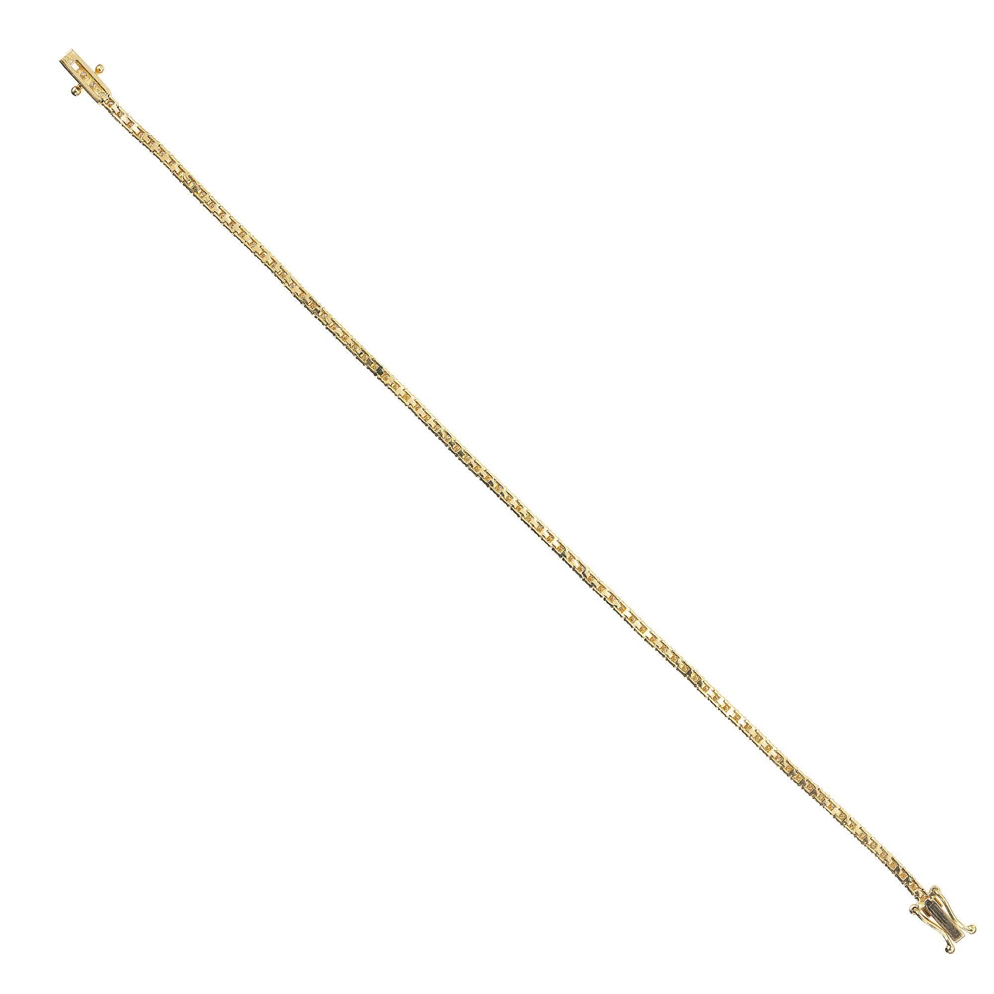 De las mujeres Peter Suchy Pulsera de tenis de oro amarillo talla brillante redonda de 1,70 quilates en venta