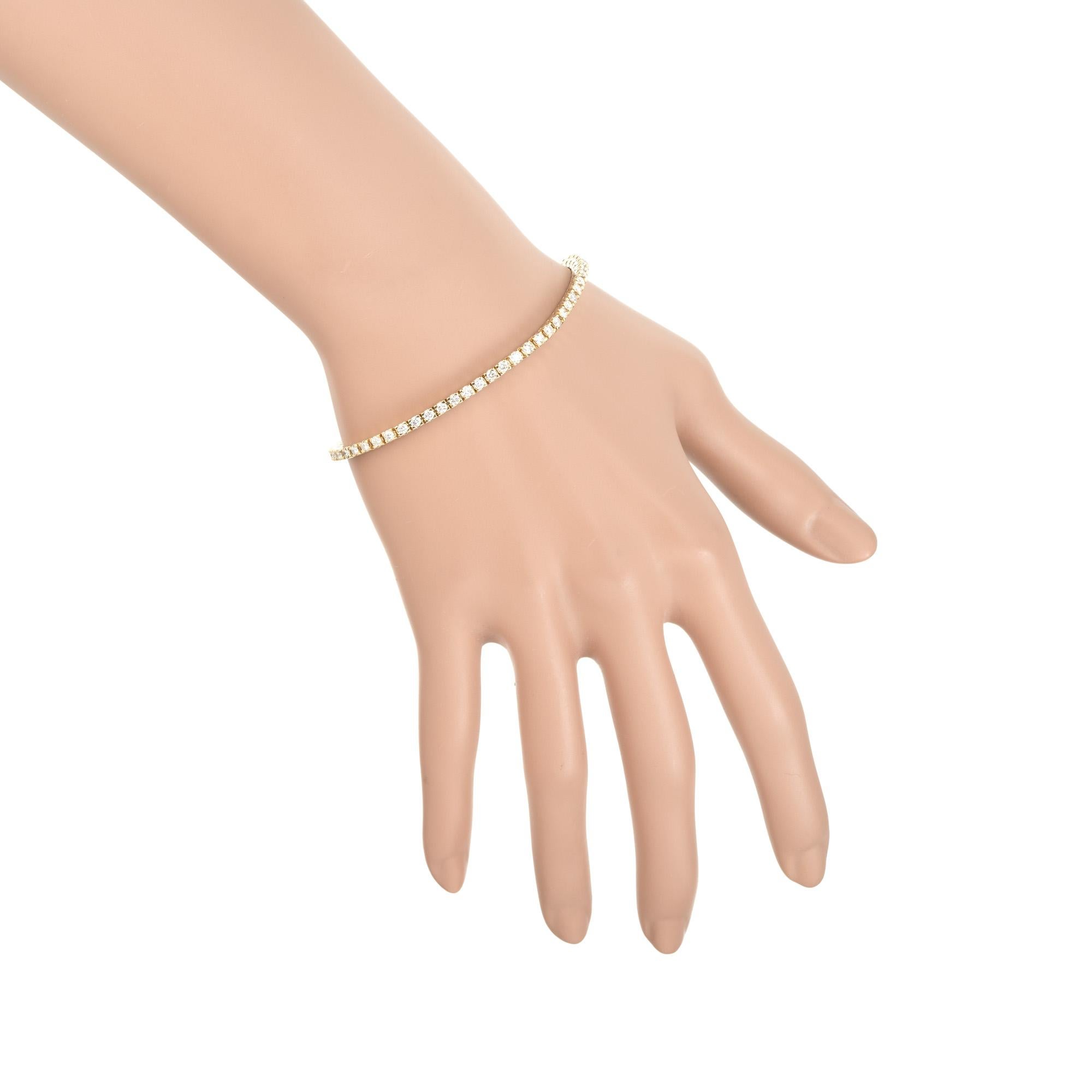 Peter Suchy Pulsera de tenis de oro amarillo talla brillante redonda de 1,70 quilates en venta 2