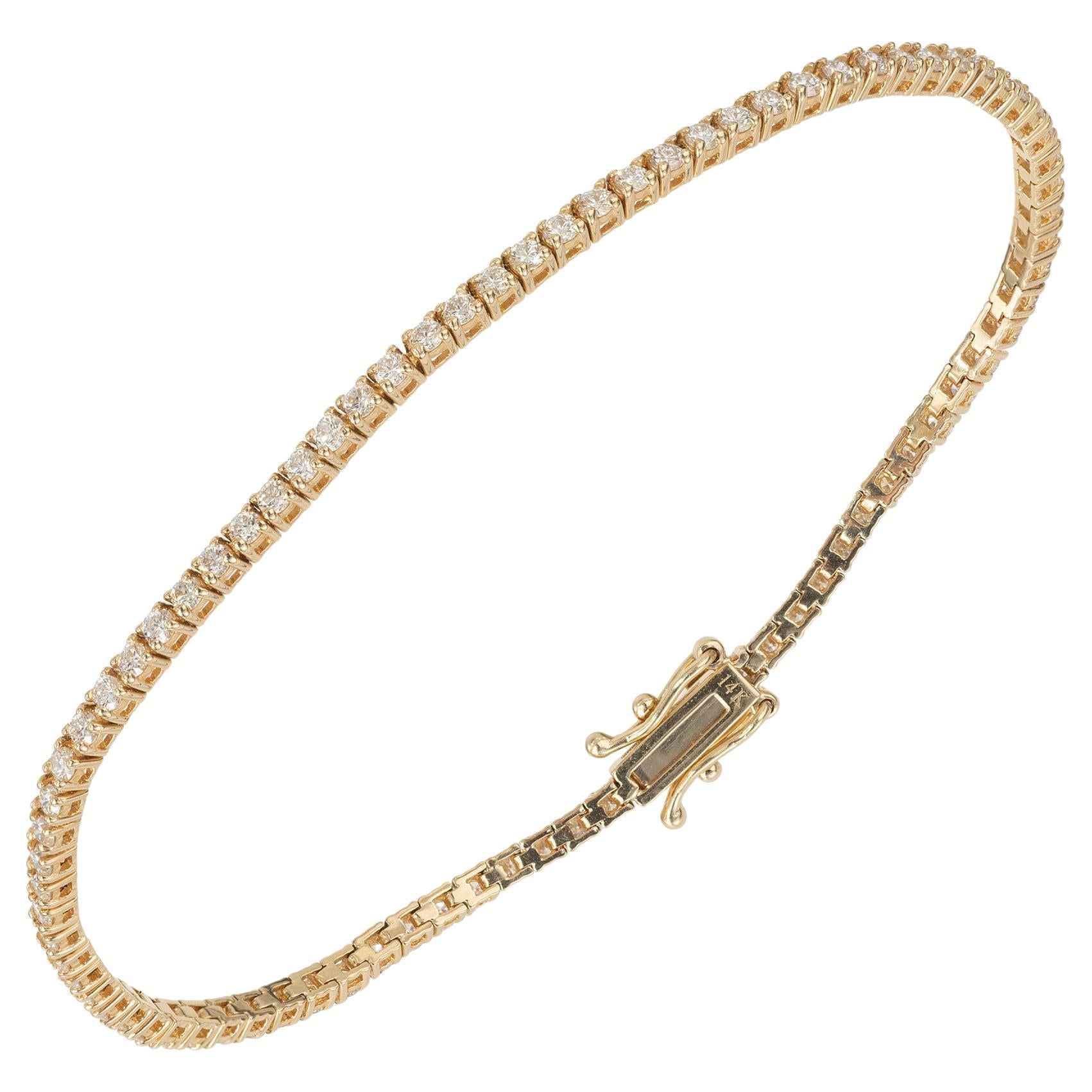Peter Suchy Pulsera de tenis de oro amarillo talla brillante redonda de 1,70 quilates
