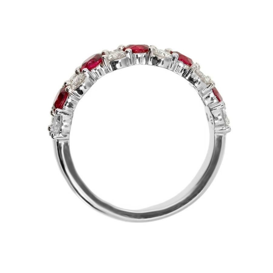 Women's Peter Suchy 1.73 Carat Round Ruby Diamond Platinum Wedding Band Ring For Sale