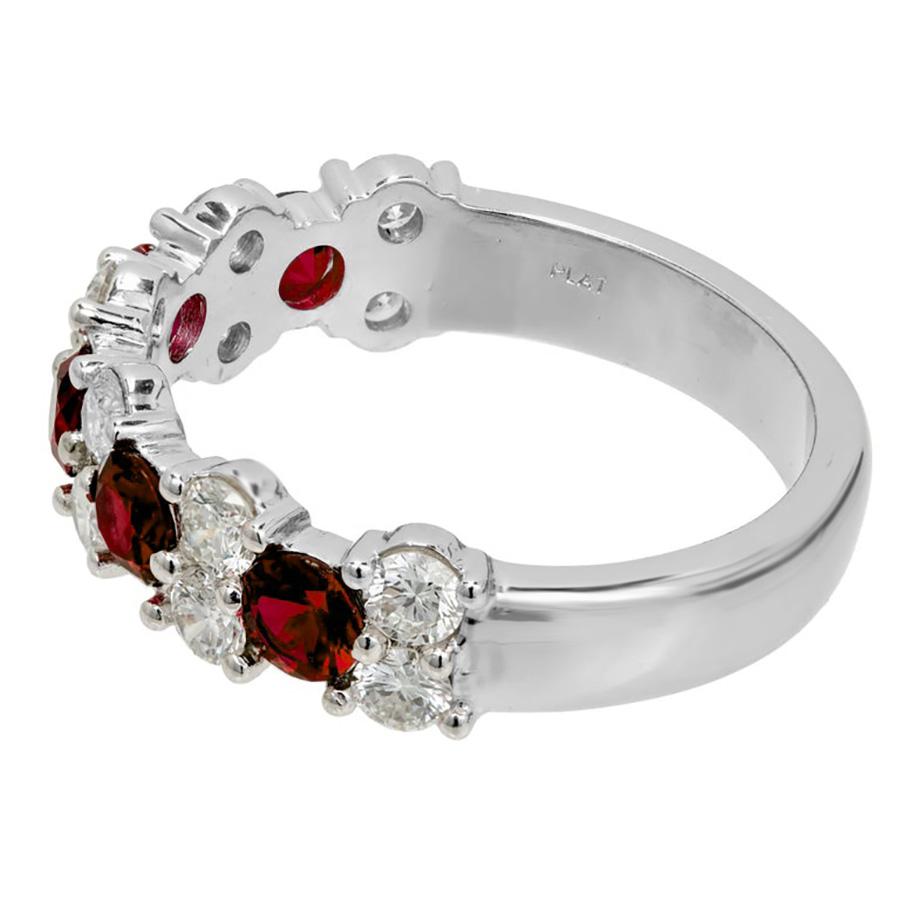 Peter Suchy 1.73 Carat Round Ruby Diamond Platinum Wedding Band Ring For Sale 2