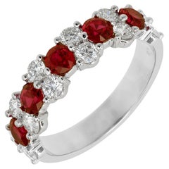 Peter Suchy 1.73 Carat Round Ruby Diamond Platinum Wedding Band Ring