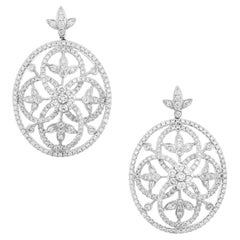 Peter Suchy 1.75 Carat Round Diamond White Gold Swirl Dangle Earrings 
