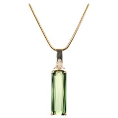 Retro Peter Suchy 17.9 Carat Tourmaline Diamond Yellow Gold Pendant Necklace