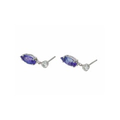 Pendants d'oreilles Peter Suchy en or blanc avec tanzanite de 1,80 carat et diamants