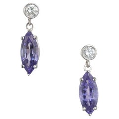 Pendants d'oreilles Peter Suchy en or blanc avec tanzanite de 1,80 carat et diamants 