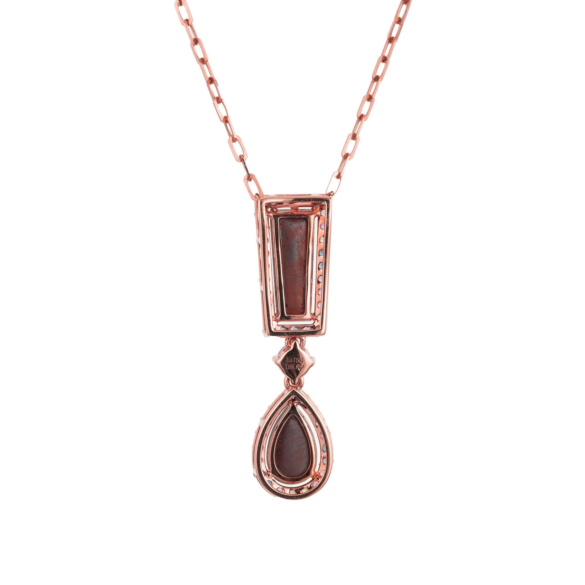 Peter Suchy 1.83 Carat Opal Sapphire Rose Gold Pendant Necklace In New Condition For Sale In Stamford, CT
