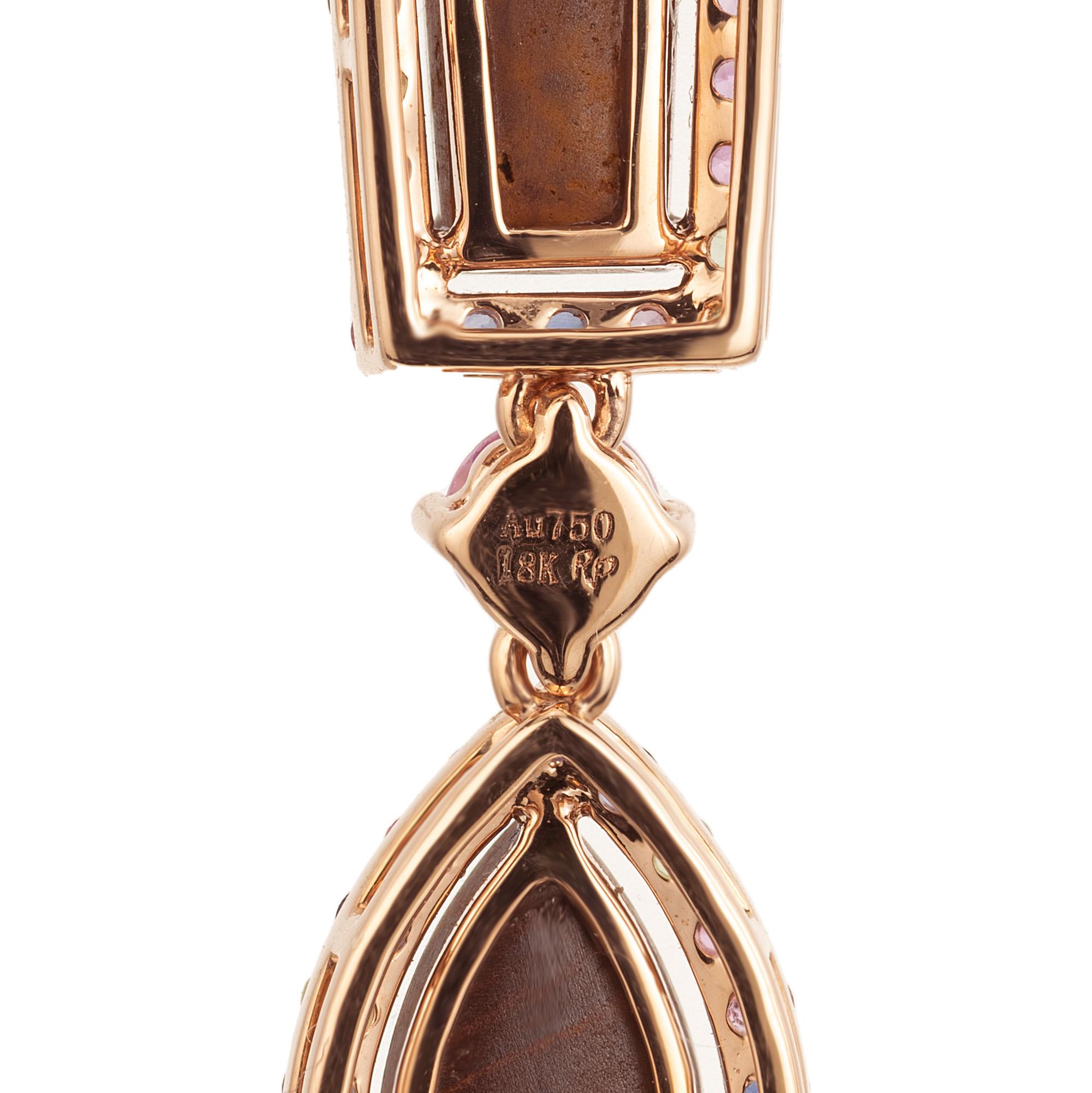 Women's Peter Suchy 1.83 Carat Opal Sapphire Rose Gold Pendant Necklace For Sale