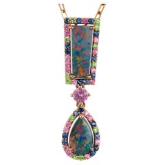 Peter Suchy 1.83 Carat Opal Sapphire Rose Gold Pendant Necklace