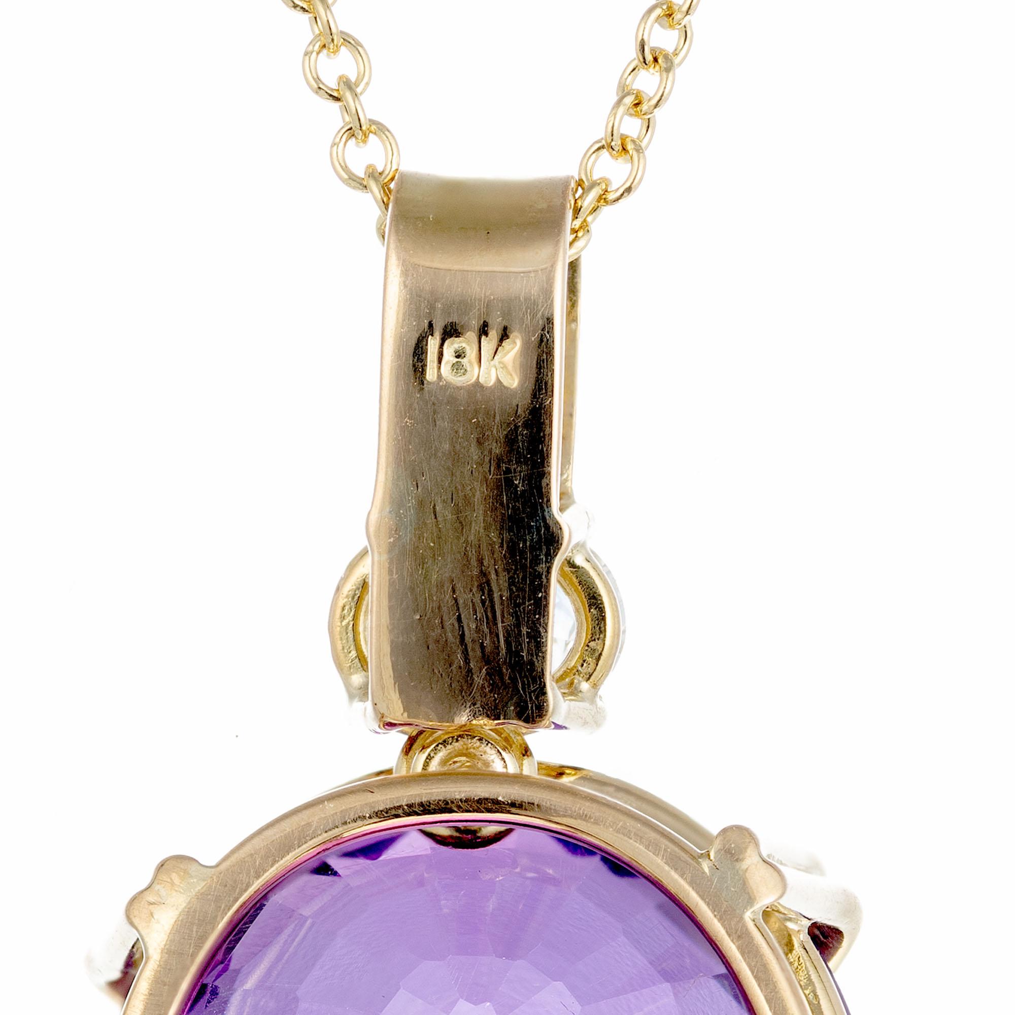 Women's Peter Suchy 18.42 Carat Amethyst Diamond Yellow Gold Pendant Necklace For Sale