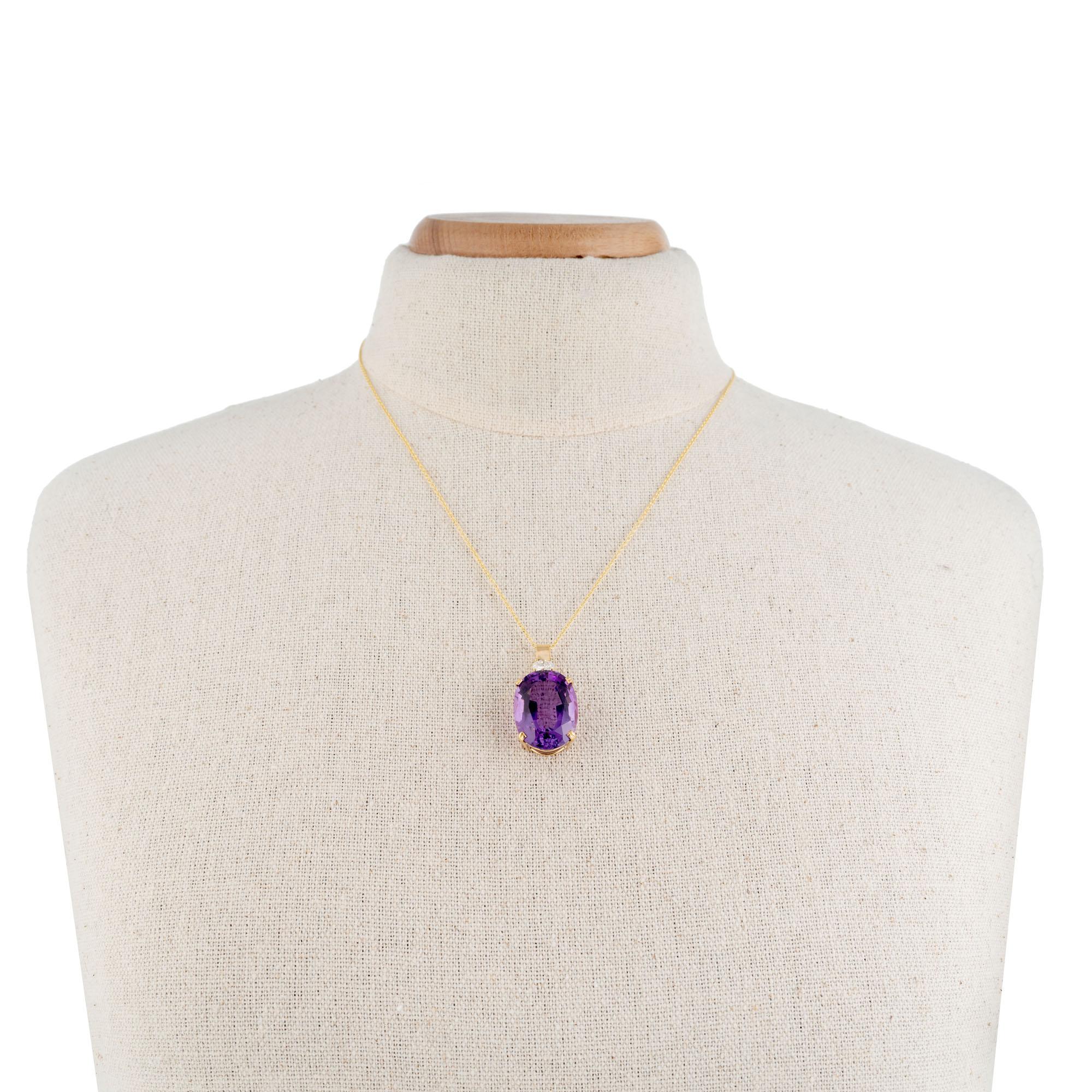 Peter Suchy 18.42 Carat Amethyst Diamond Yellow Gold Pendant Necklace For Sale 1