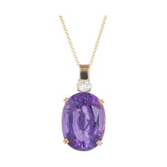 Peter Suchy 18.42 Carat Amethyst Diamond Yellow Gold Pendant Necklace