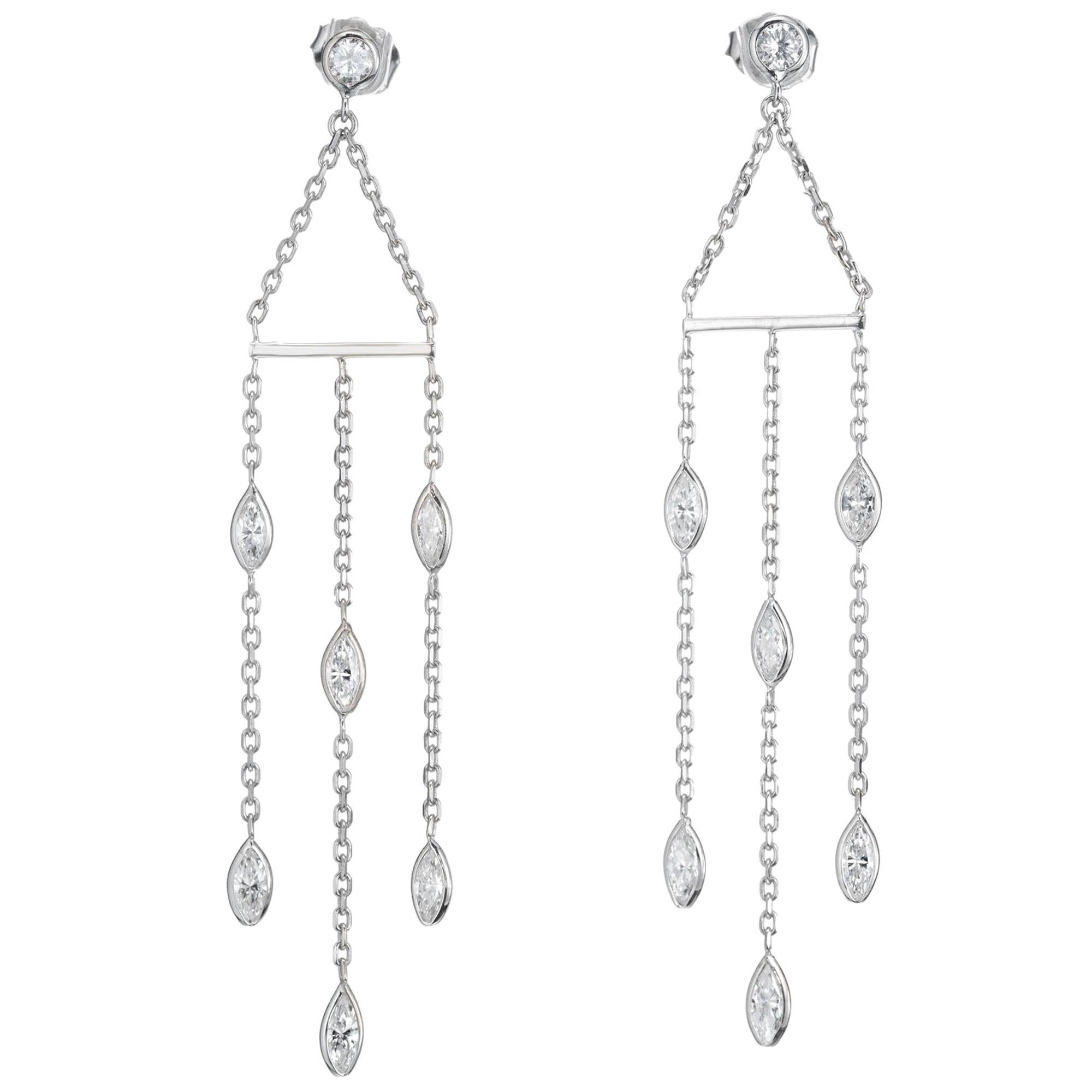 Peter Suchy 1.85 Carat Diamond by the Yard Gold Chandelier Dangle Earrings For Sale