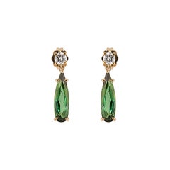 Peter Suchy 1.85 Carat Tourmaline Diamond Gold Dangle Earrings