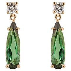Peter Suchy 1.85 Carat Tourmaline Diamond Gold Dangle Earrings