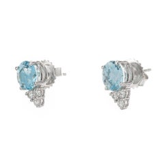 Peter Suchy Pendientes de oro blanco con diamante aguamarina de 1,87 quilates