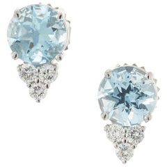 Peter Suchy, boucles d'oreilles en or blanc avec aigue-marine de 1,87 carat et diamants