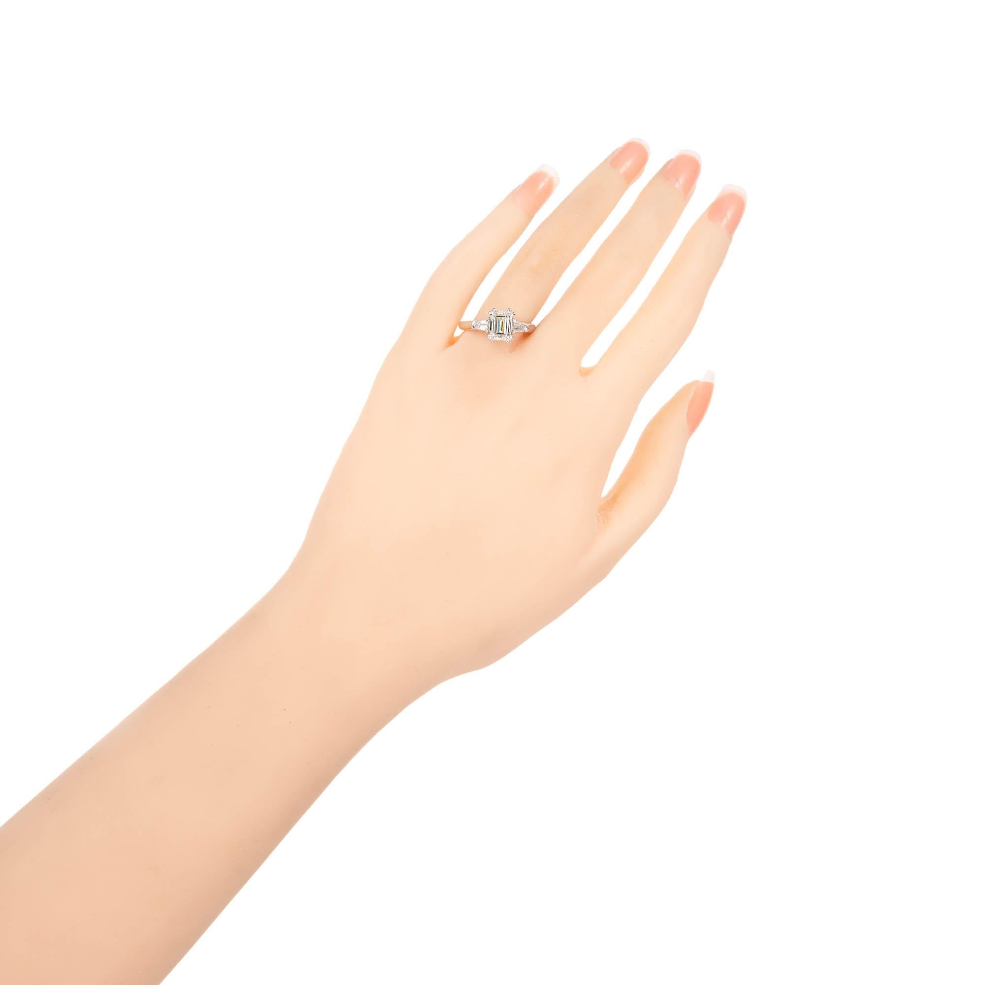 Peter Suchy 1.88 Carat Diamond Platinum Three-Stone Engagement Ring For Sale 1