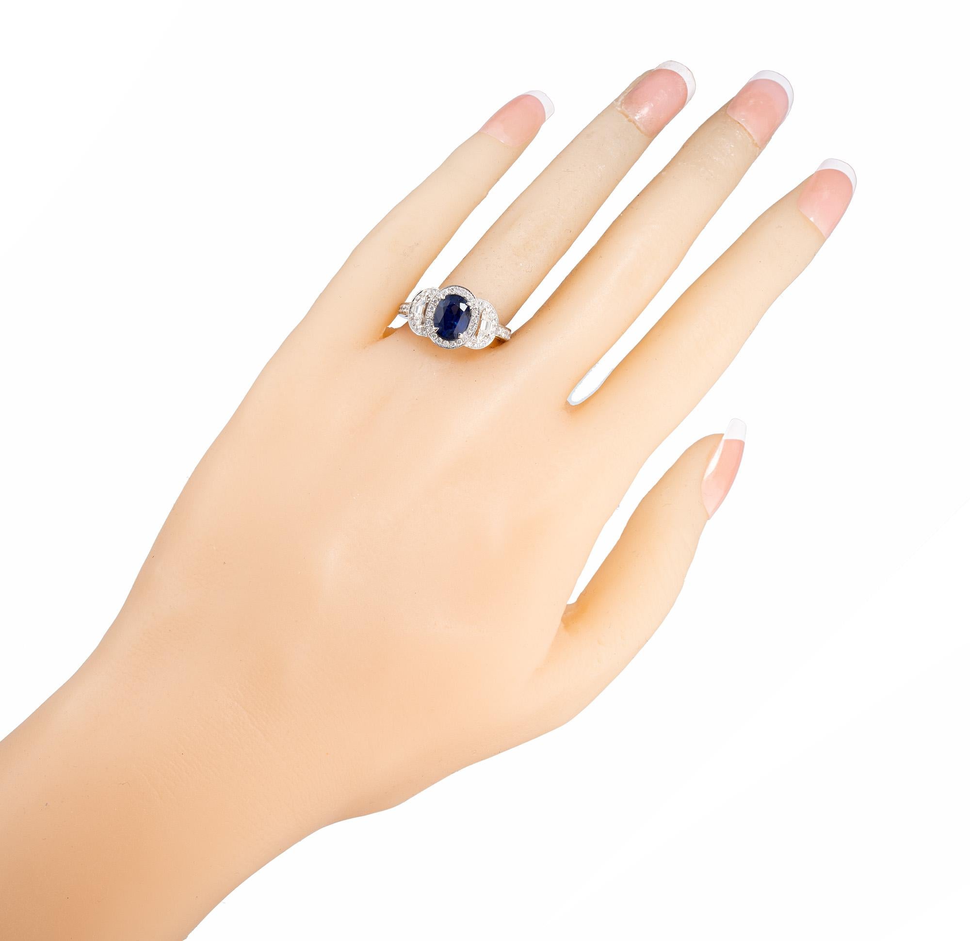 Peter Suchy 1.89 Carat Sapphire Diamond Halo Platinum Engagement Ring For Sale 3