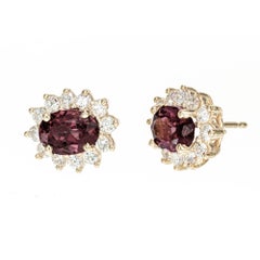 Peter Suchy 1.91 Carat Garnet Diamond Halo Earrings