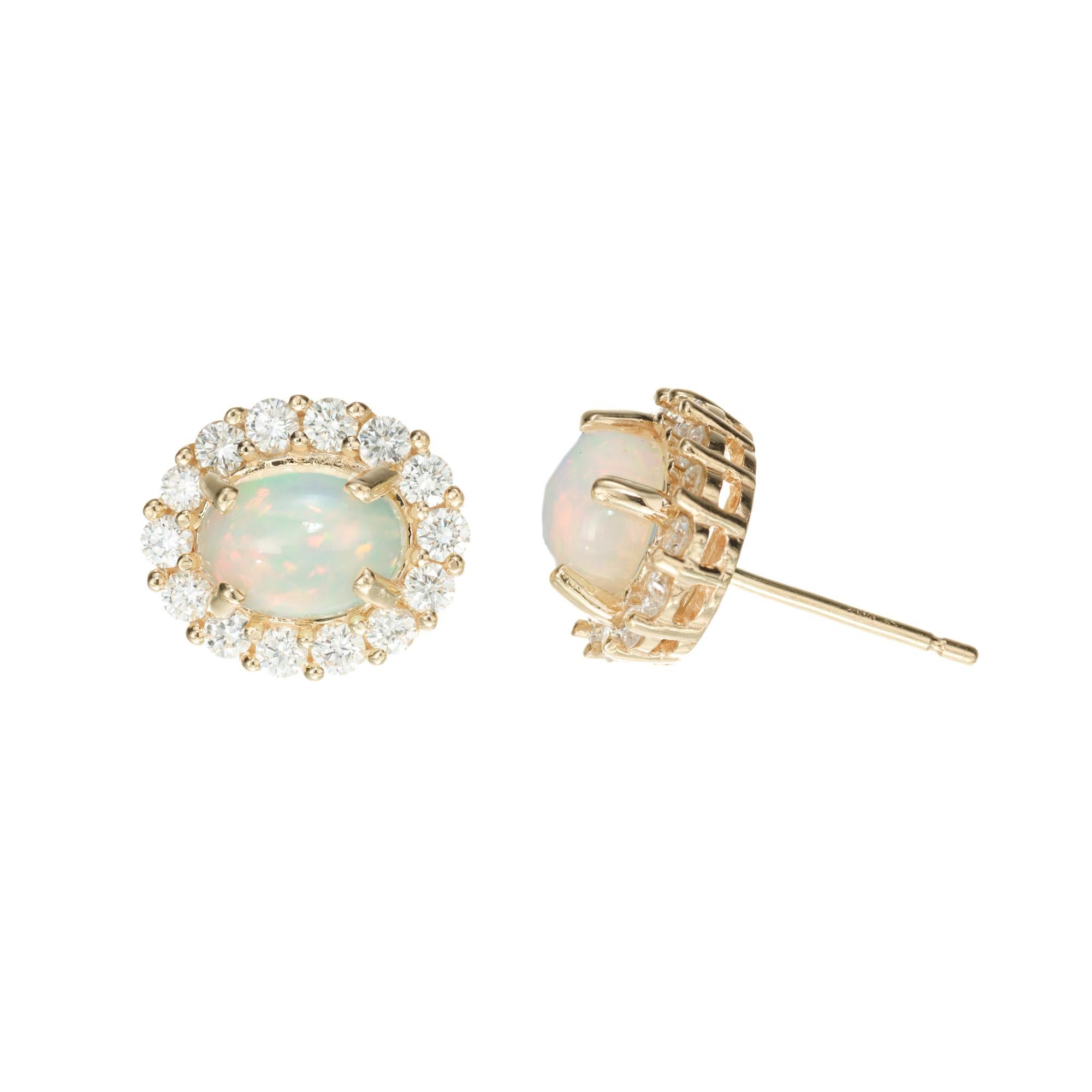 jilco oval opal & white topaz earrings
