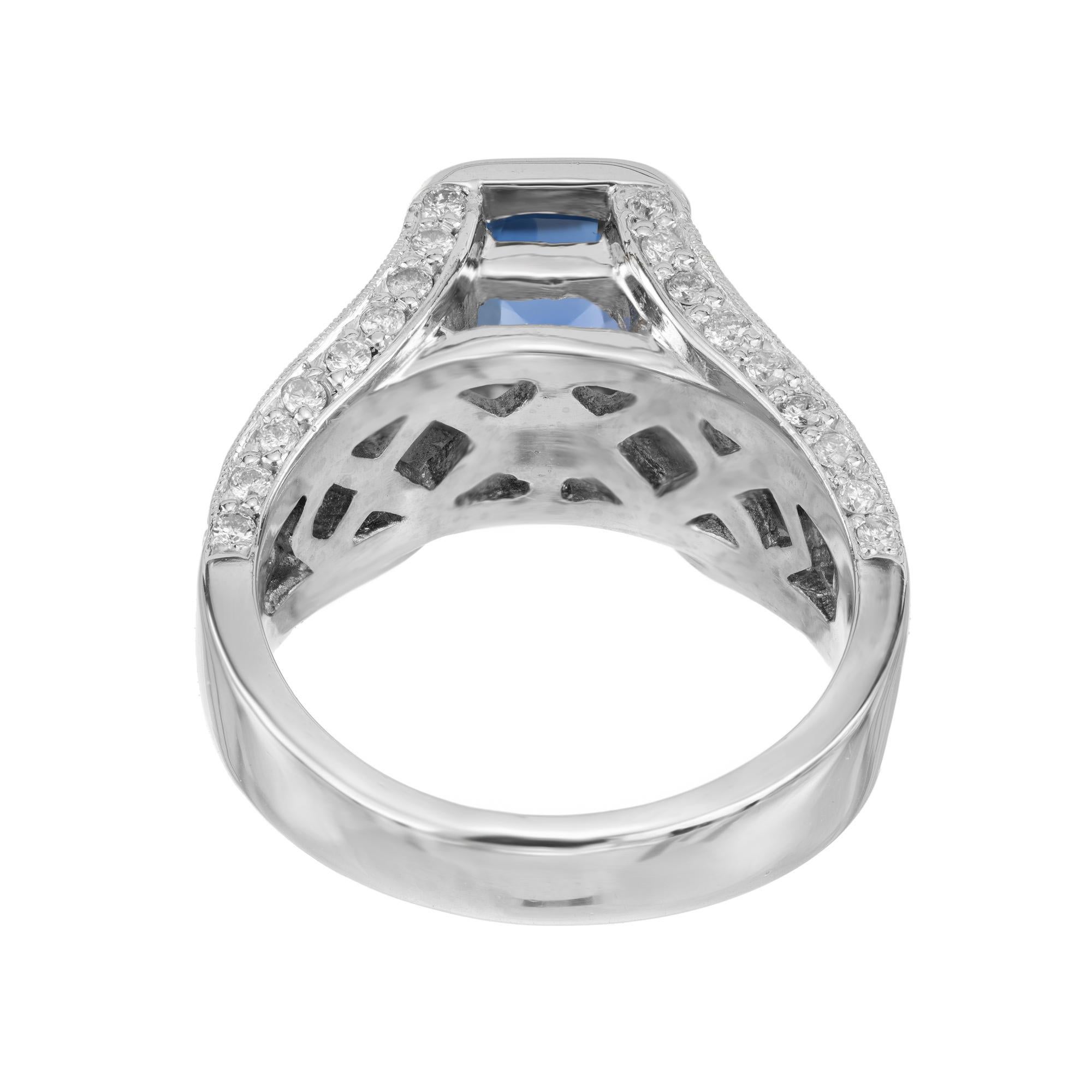 Peter Suchy 1.98 Carat Cushion Cut Sapphire Diamond Platinum Engagement Ring For Sale 2