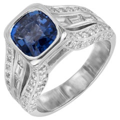 Peter Suchy 1.98 Carat Cushion Cut Sapphire Diamond Platinum Engagement Ring