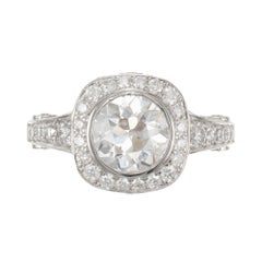 Peter Suchy 1.98 Carat Old European Cut Diamond Halo Platinum Engagement Ring
